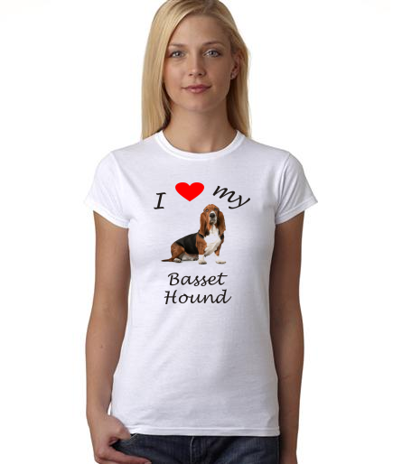 Dogs - I Heart My Basset Hound on Womans Shirt